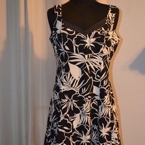 NINE WEST KNEE dress size 12 Floral Black White
